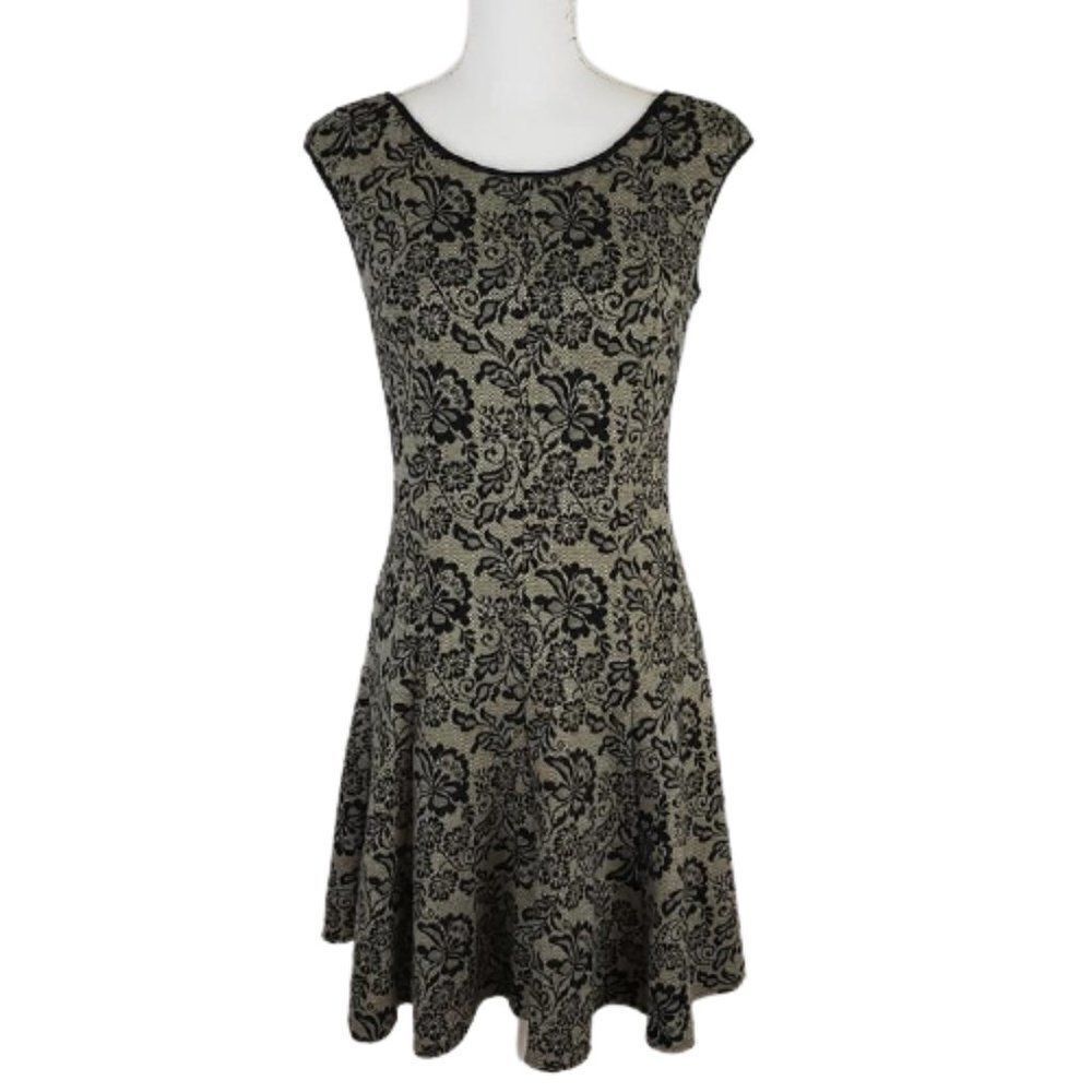 Maggy London Heavyweight Floral A-Line Dress – Sleeveless Scoop Back Size 6